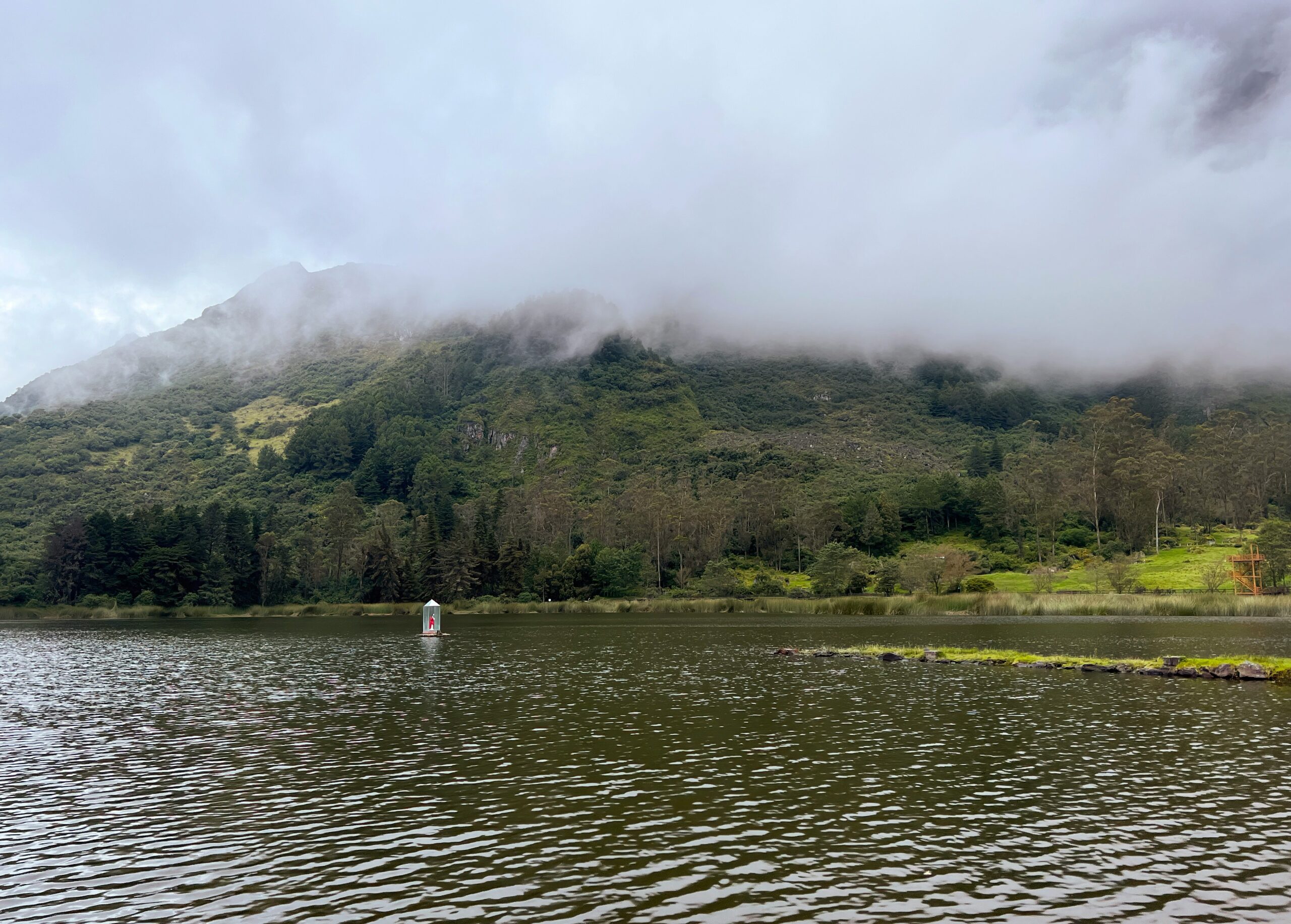 Rydal water and cave run in the lake district a view over the water